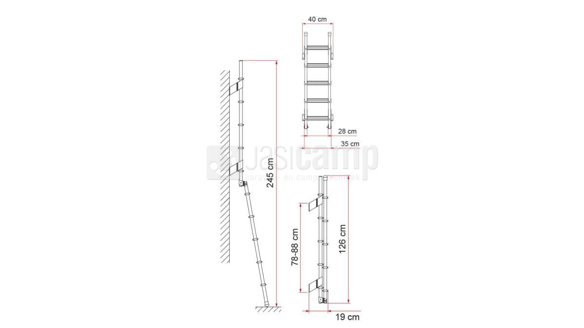 Fiamma ladder Deluxe 5D 35 x 245  2x5 treden opklapbaar. nr.02426-08- van 223 voor 199