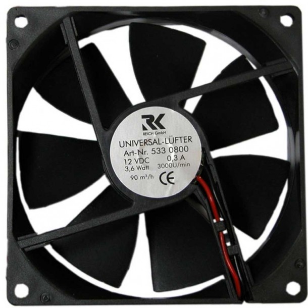 Reich ventilator 12V 3.6 Watt 0.3 A 90m³/h incl. bev. beugel en