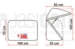 Fiamma Ultra Box 320 voor fietsendrager 53 cm diep 100 breed. nr.04147-01-