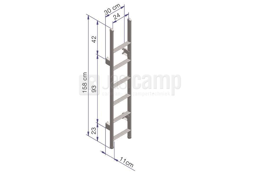 Thule Ladder Deluxe 6 Steps 158x30cm ovale buis wit gelakt. nr. 307496