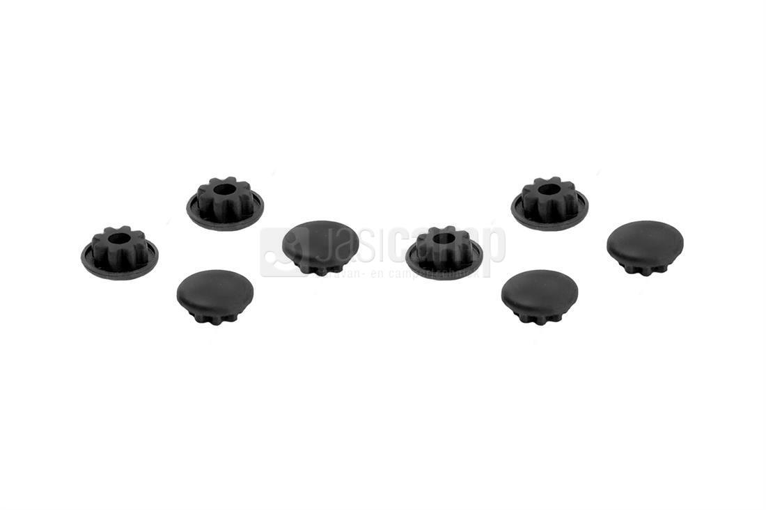 Transplanteren Geschiktheid maximaal Rubberen afdekdopjes met stervormige onderkant voor schroeven gasstel SMEV  / Dometic verpakt per 8 STUKS kleur zwart.