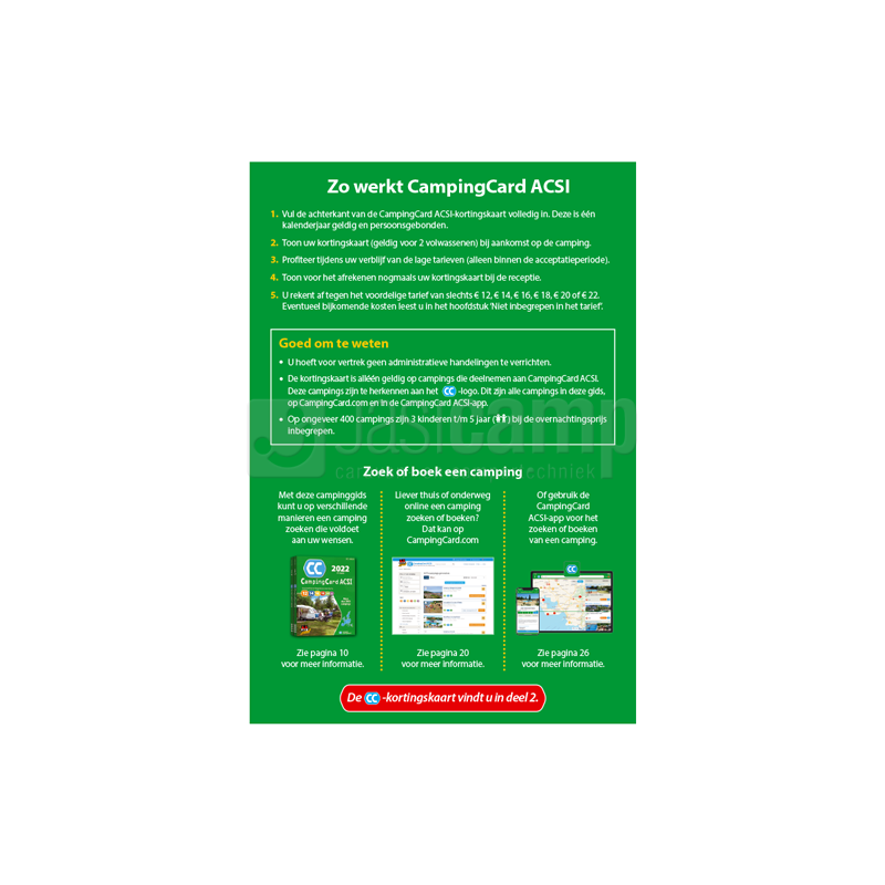 Campingcard ACSI 2023 boek met kortingskaart voor laagseizoen