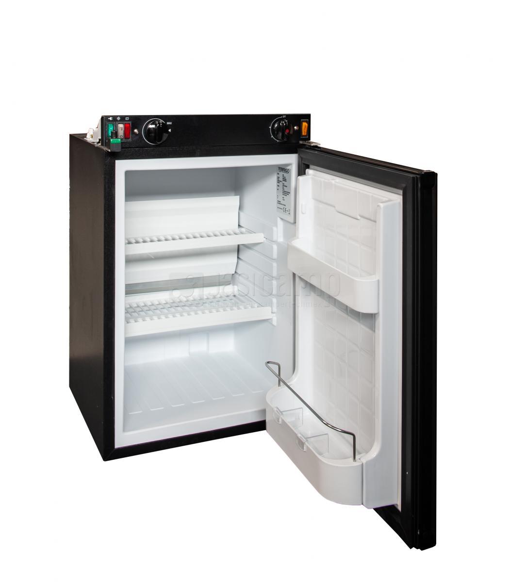 Neem een ​​bad informeel buitenste Vitrifrigo trio 12 V, gas en 230 V absorptie koelkast 5040 ES, 40 liter  zonder vriesvak.